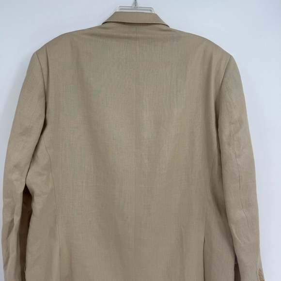 Calvin Klein Blazer Mens Size 44L Tan Beige 2 Button Sport Jacket 100% Linen - Picture 11 of 12